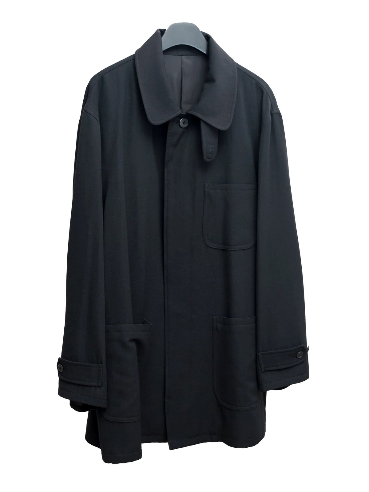 Convertible Collar Overcoat Black