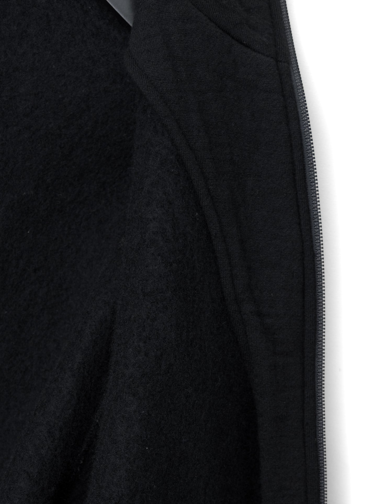 full zip blouson black ∙ shrunken wool ∙ medium