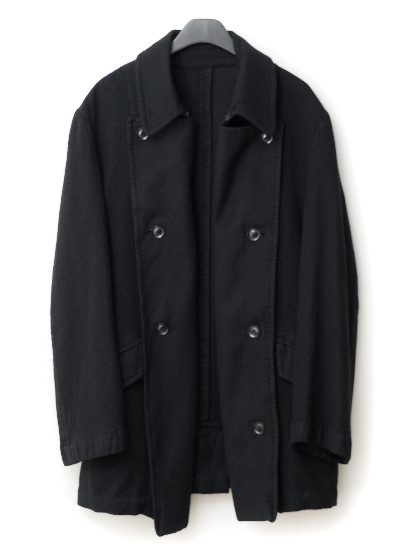 double breasted military coat black ∙ shrunken wool ∙ medium