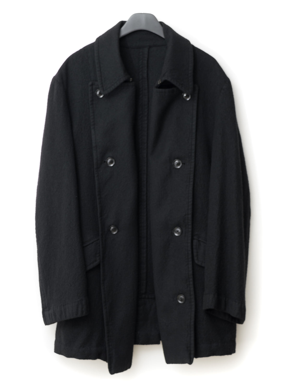 Double Breasted Military Coat Black