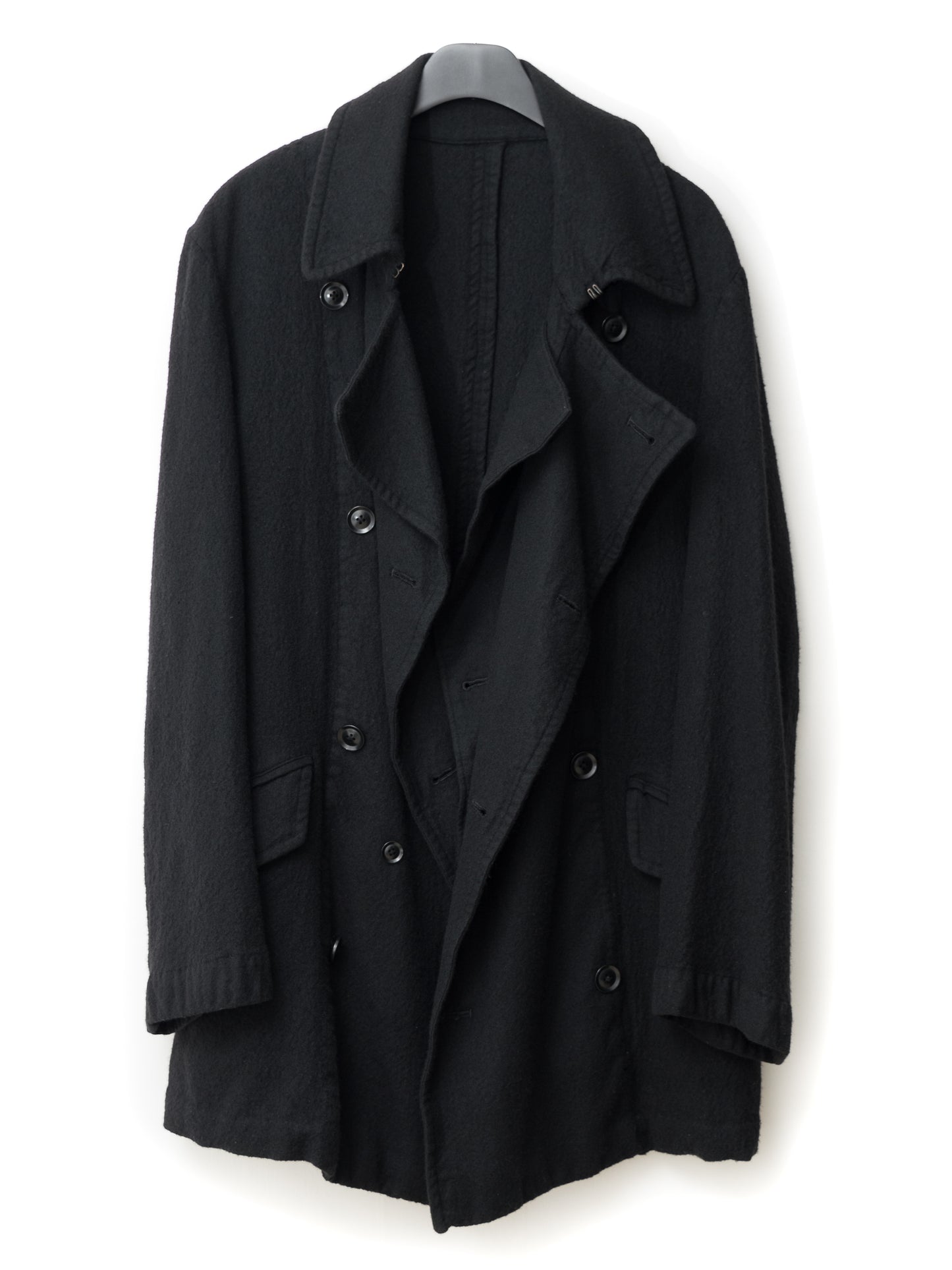 double breasted military coat black ∙ shrunken wool ∙ medium