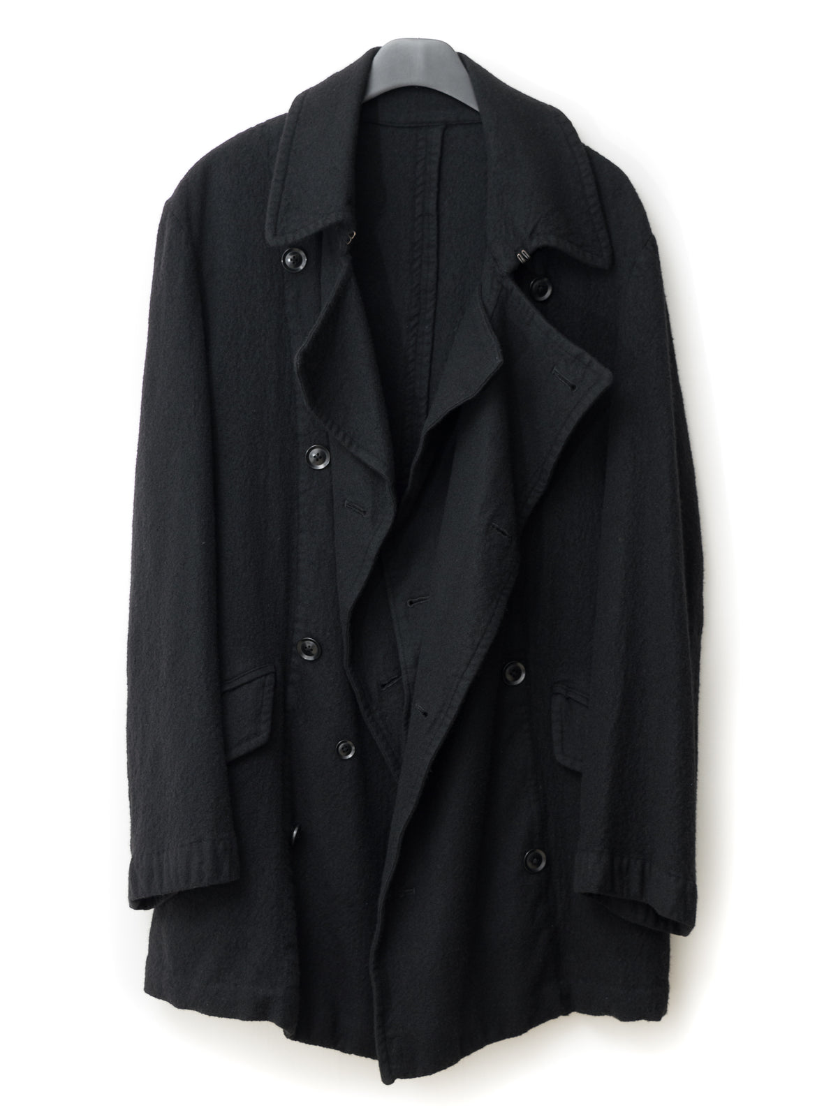 Double Breasted Military Coat Black