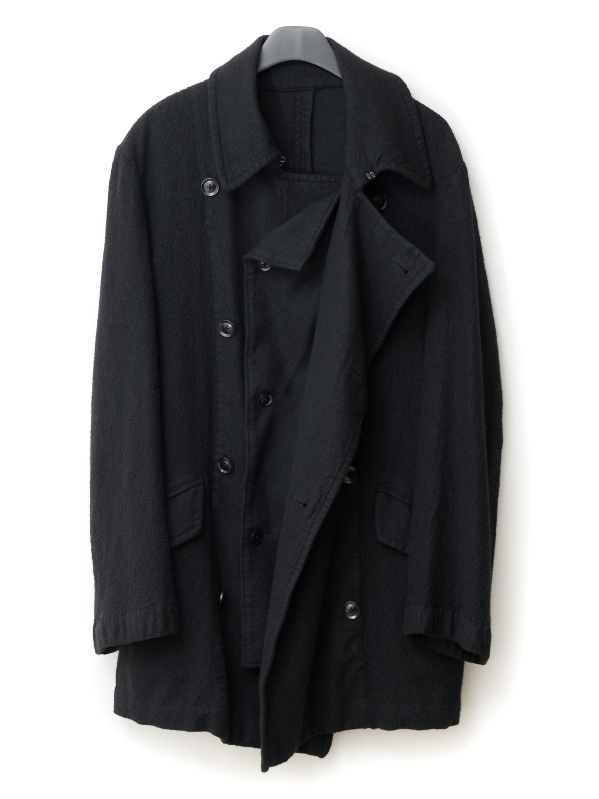 Double Breasted Military Coat Black
