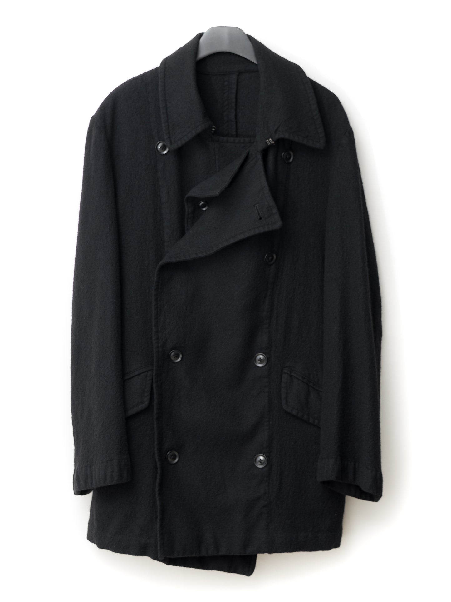 double breasted military coat black ∙ shrunken wool ∙ medium