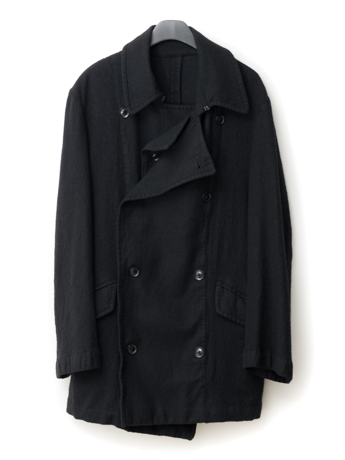 Double Breasted Military Coat Black