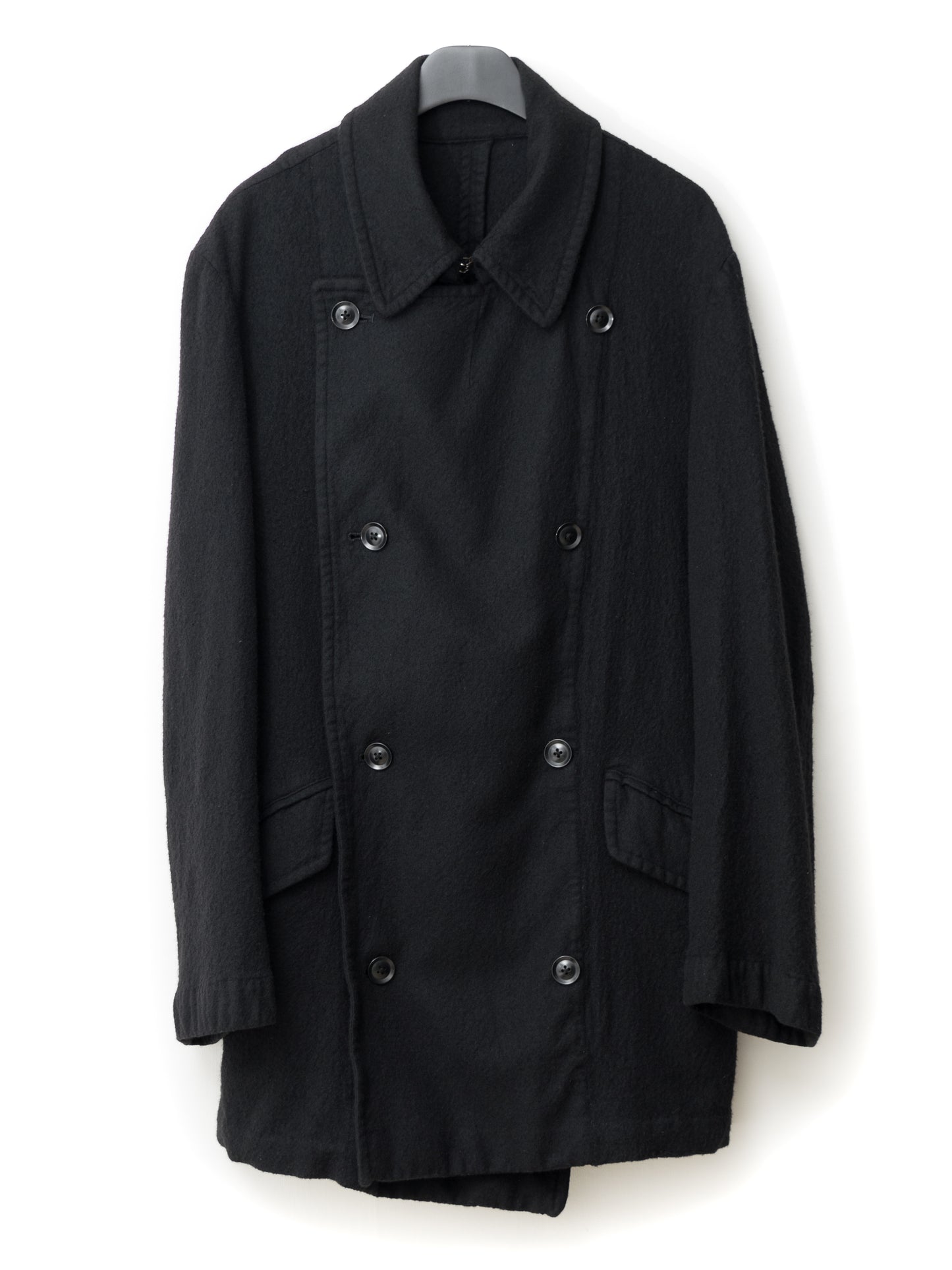 double breasted military coat black ∙ shrunken wool ∙ medium