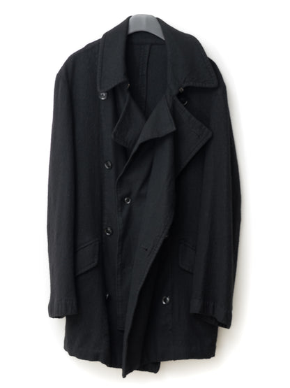 double breasted military coat black ∙ shrunken wool ∙ medium