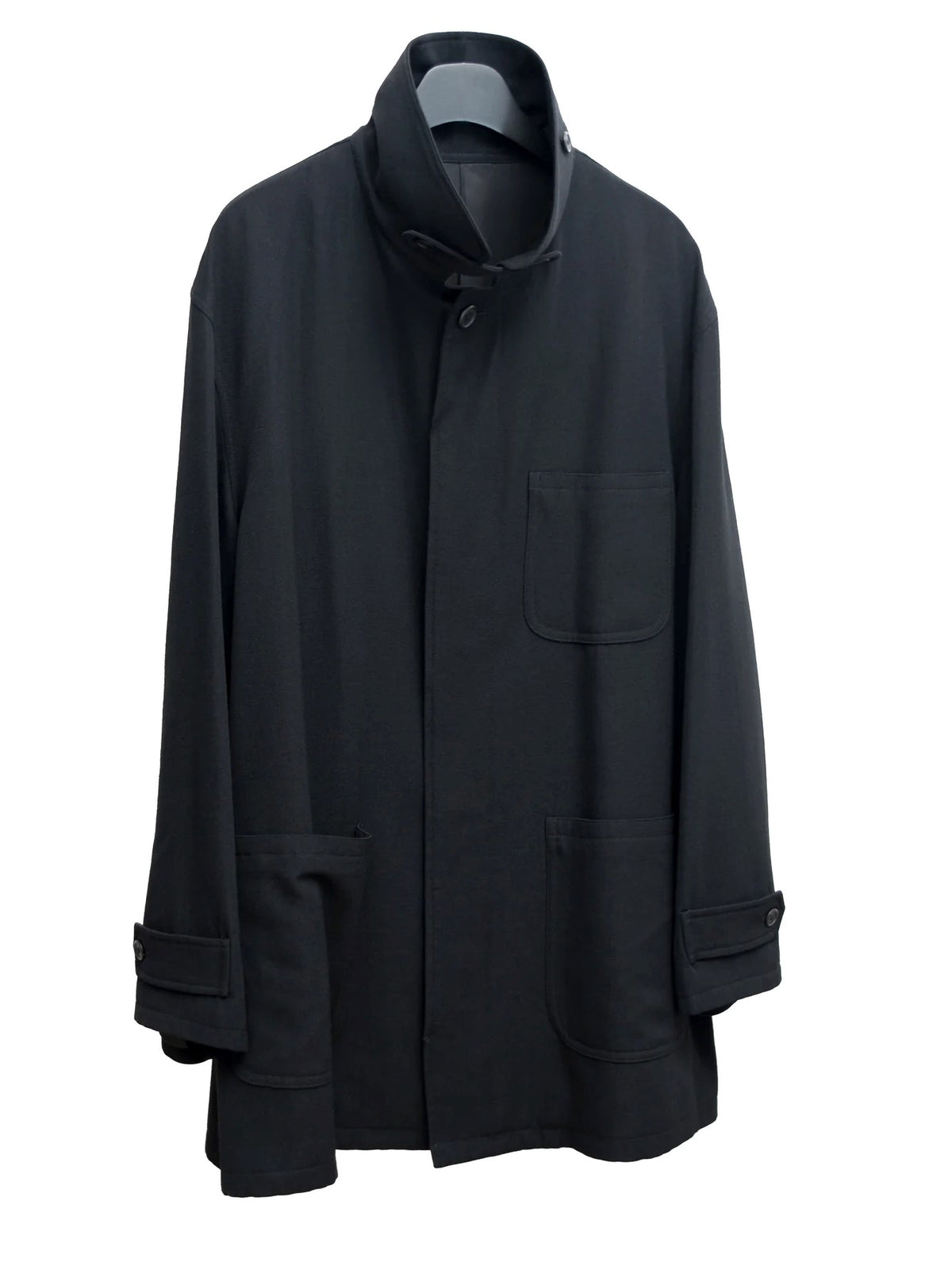 Convertible Collar Overcoat Black