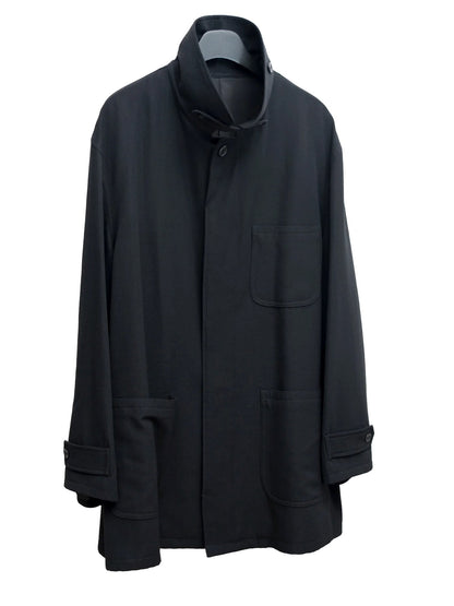 convertible collar overcoat black ∙ wool ∙ medium