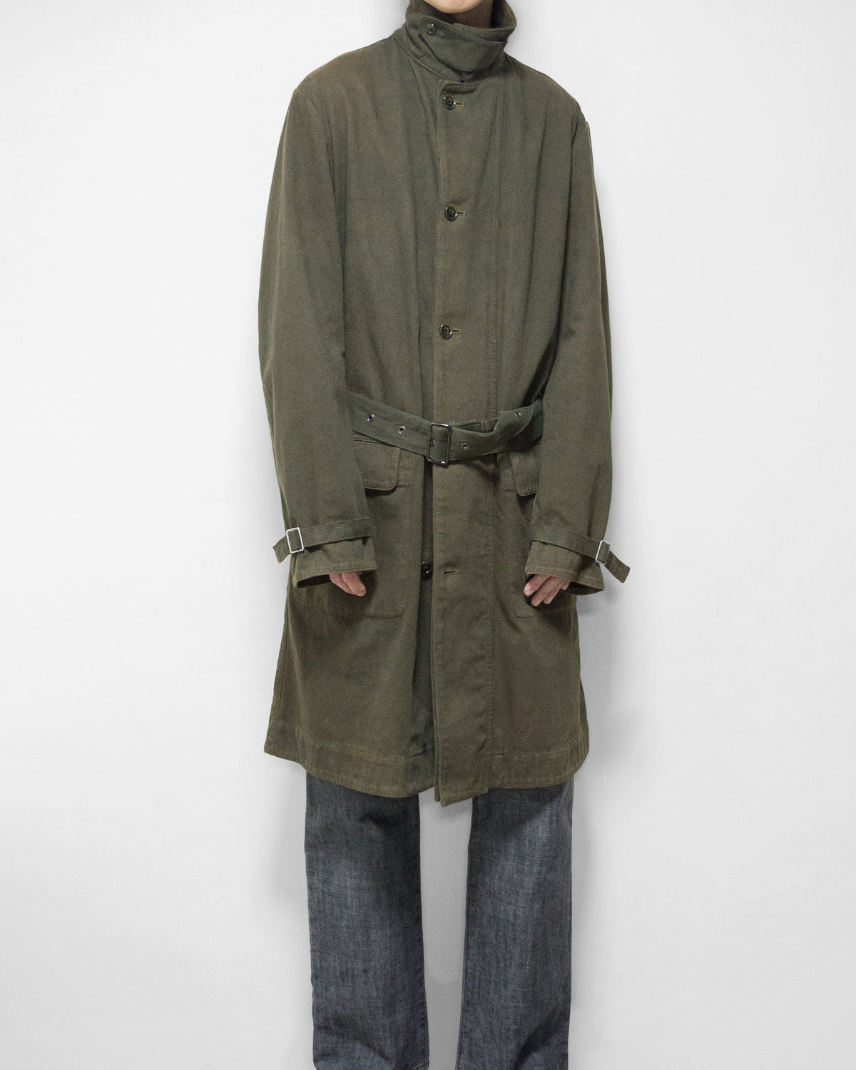 a/w 03 garment dyed motorcycle coat olive drab