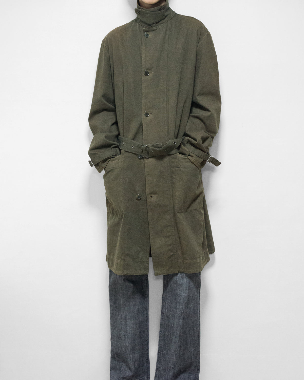 a/w 03 garment dyed motorcycle coat olive drab