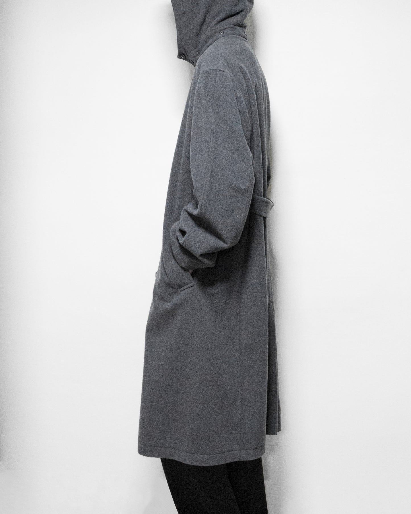 hooded tielocken coat pigeon grey