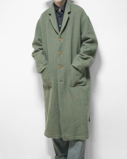 heavy 4 button coat dry moss