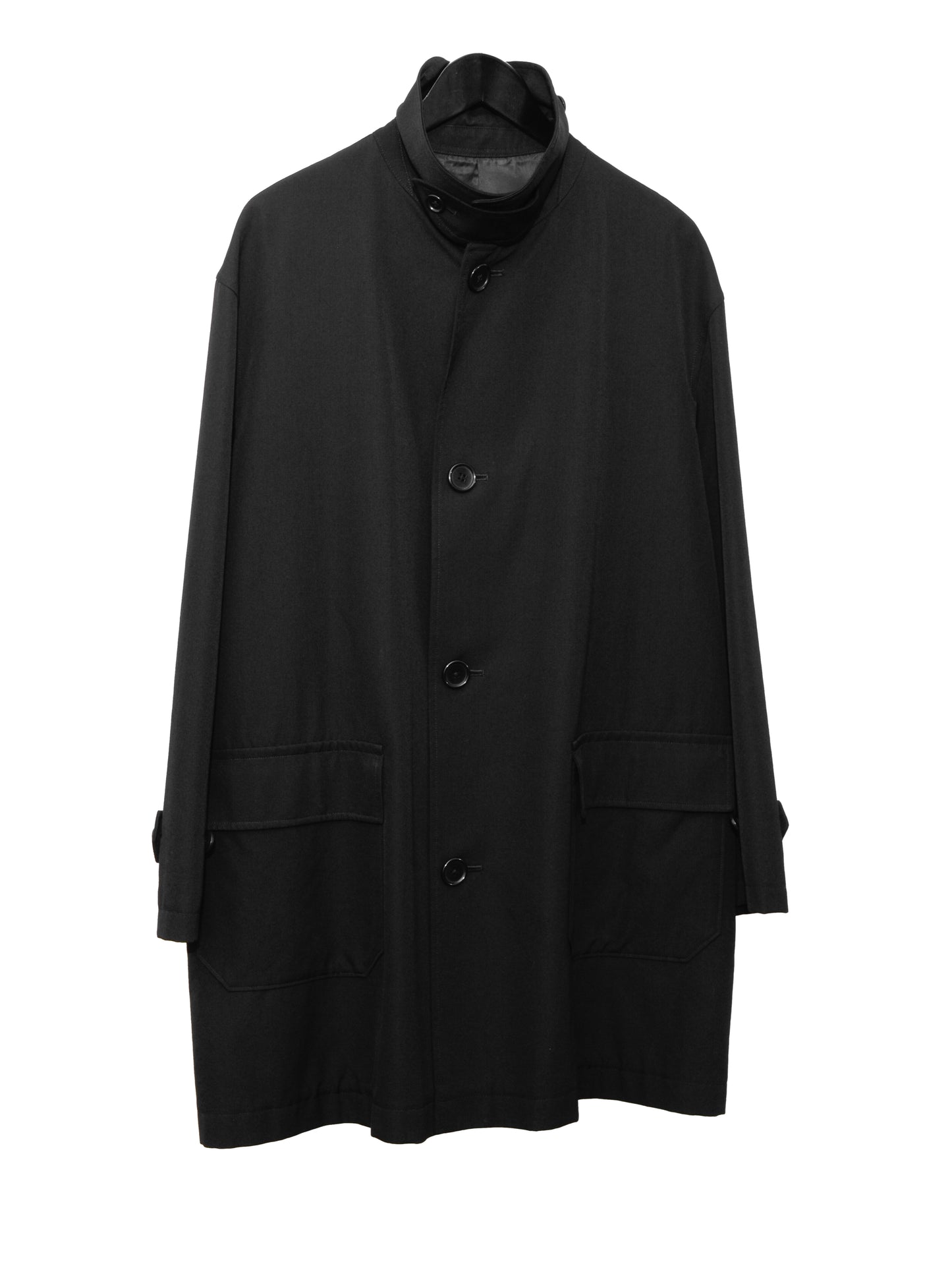 convertible collar coat black ∙ wool ∙ large