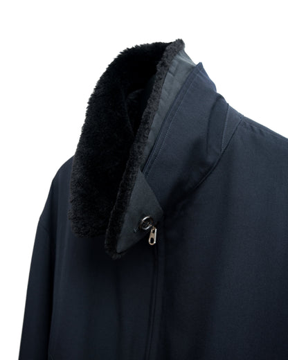 fur collar blouson navy ∙ wool ∙ one size