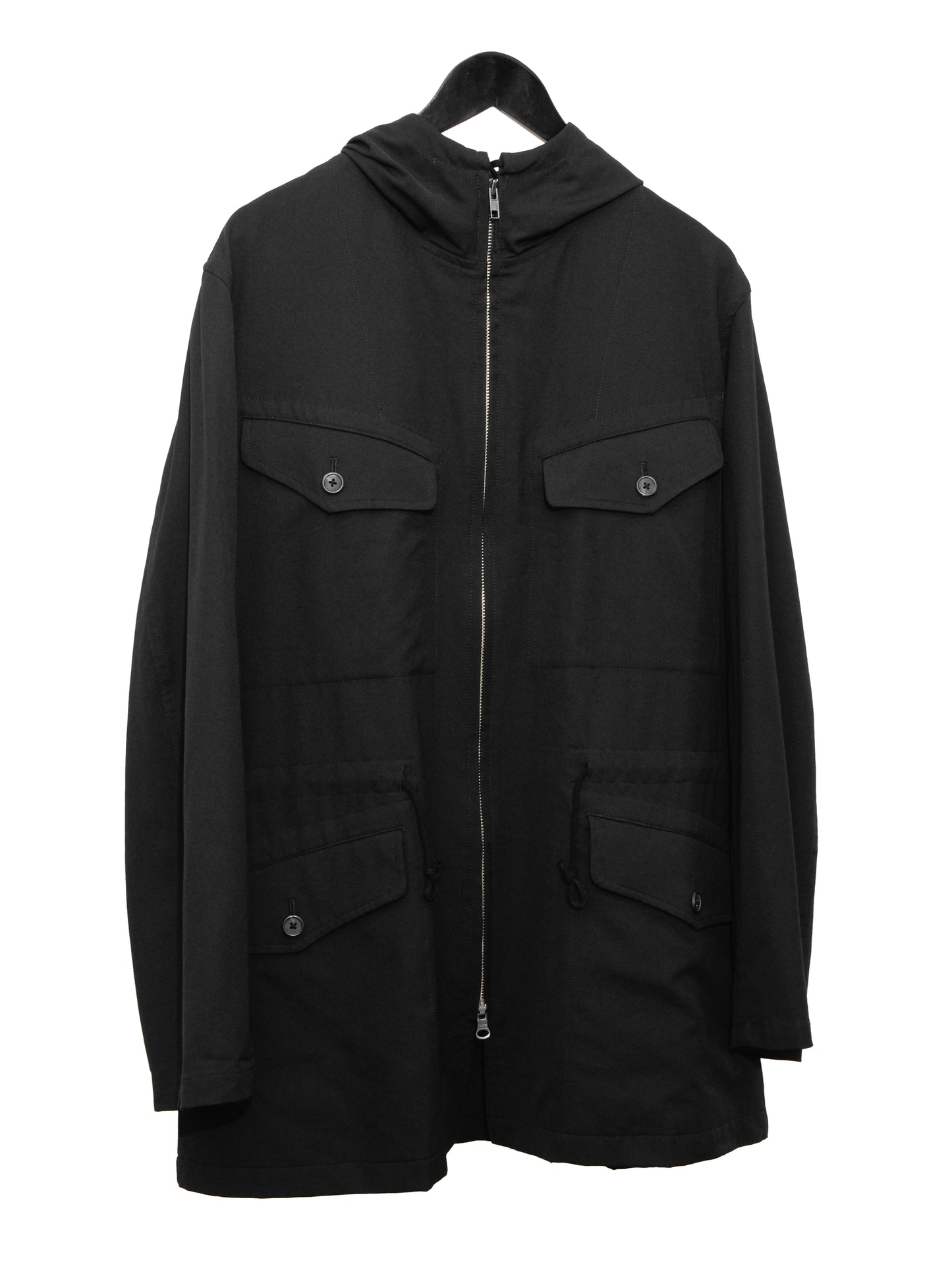 hooded field jacket black ∙ wool ∙ medium