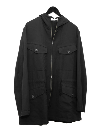 hooded field jacket black ∙ wool ∙ medium