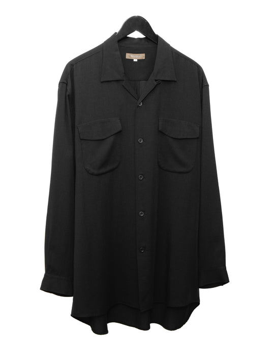 open collar shirt black ∙ rayon ∙ medium