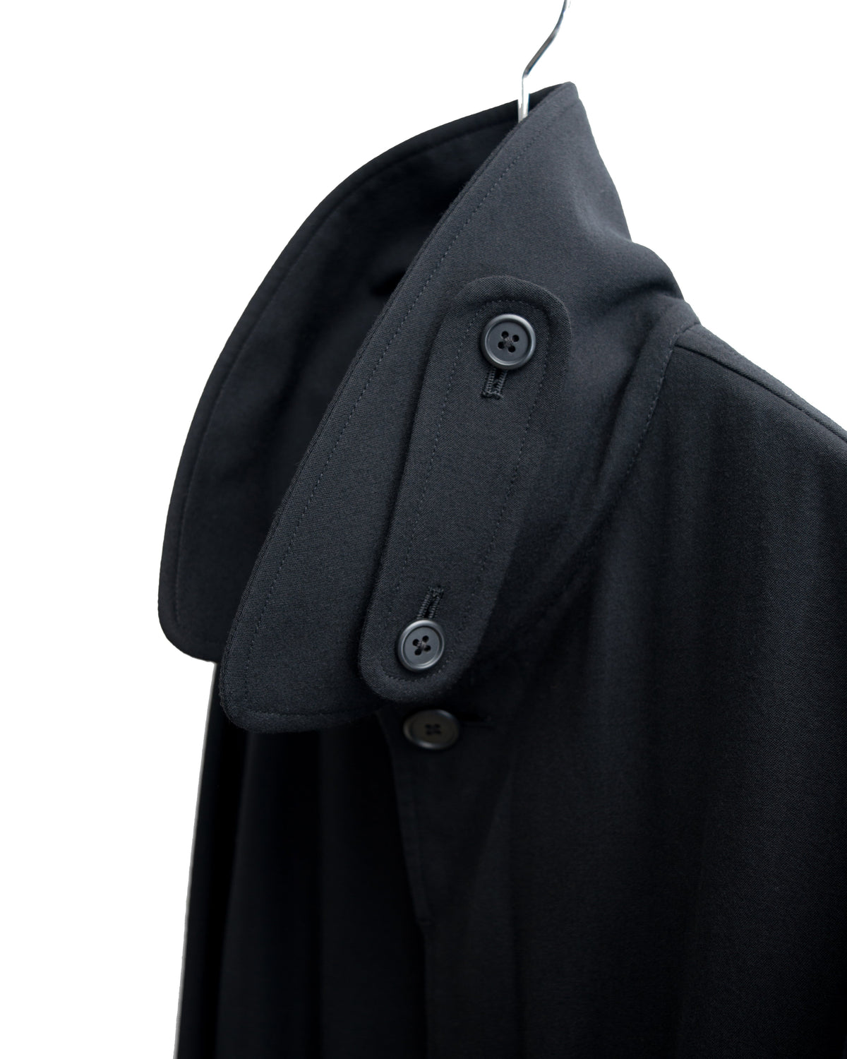 Convertible Collar Overcoat Black