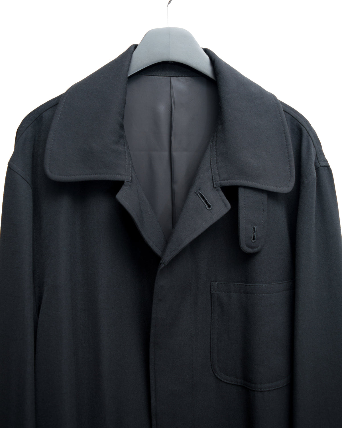 Convertible Collar Overcoat Black