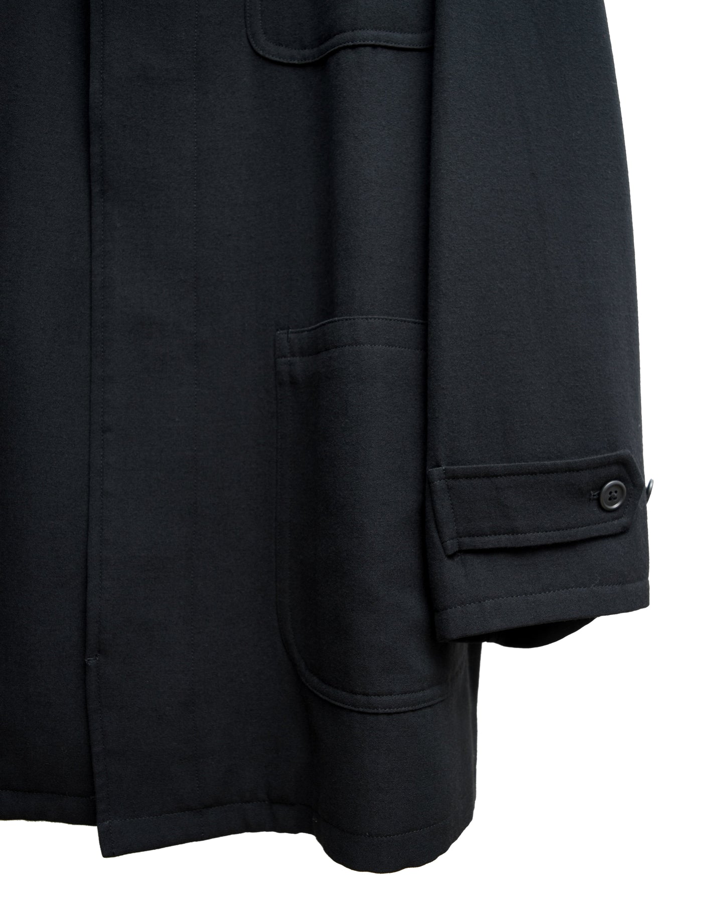 convertible collar overcoat black ∙ wool ∙ medium
