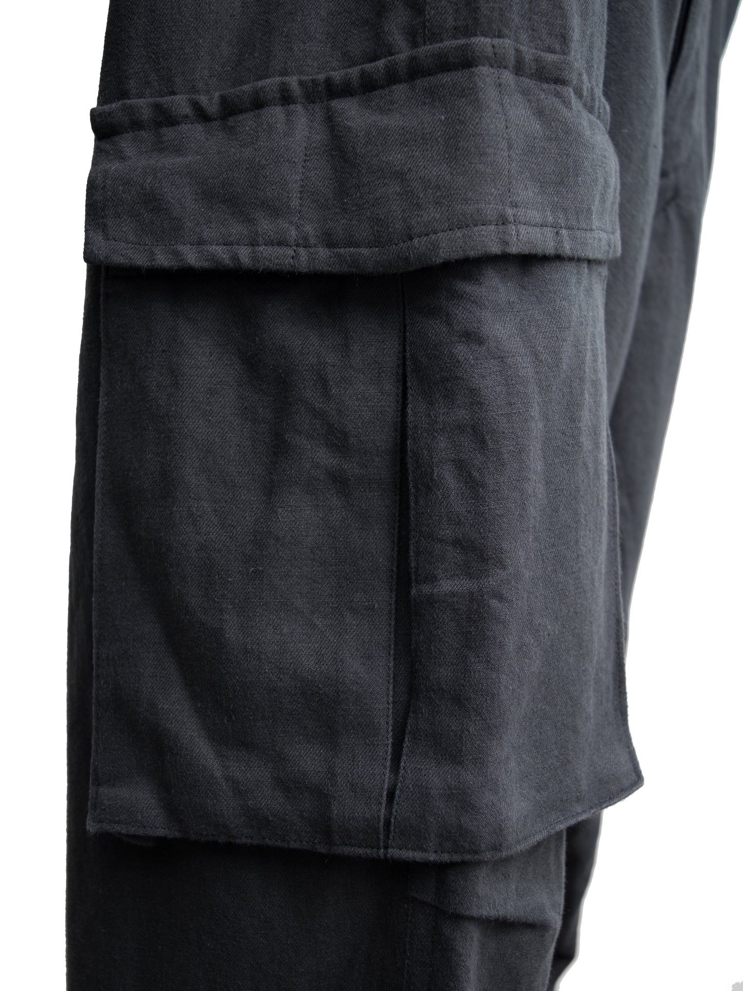 wide cargo pants dark grey ∙ linen cotton ∙ small