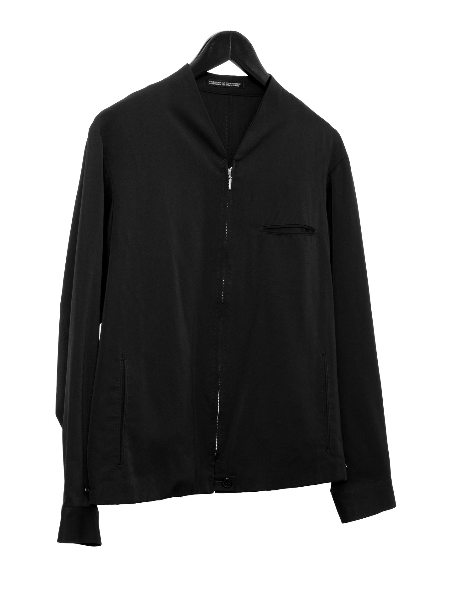 collarless zip blouson black ∙ wool ∙ small