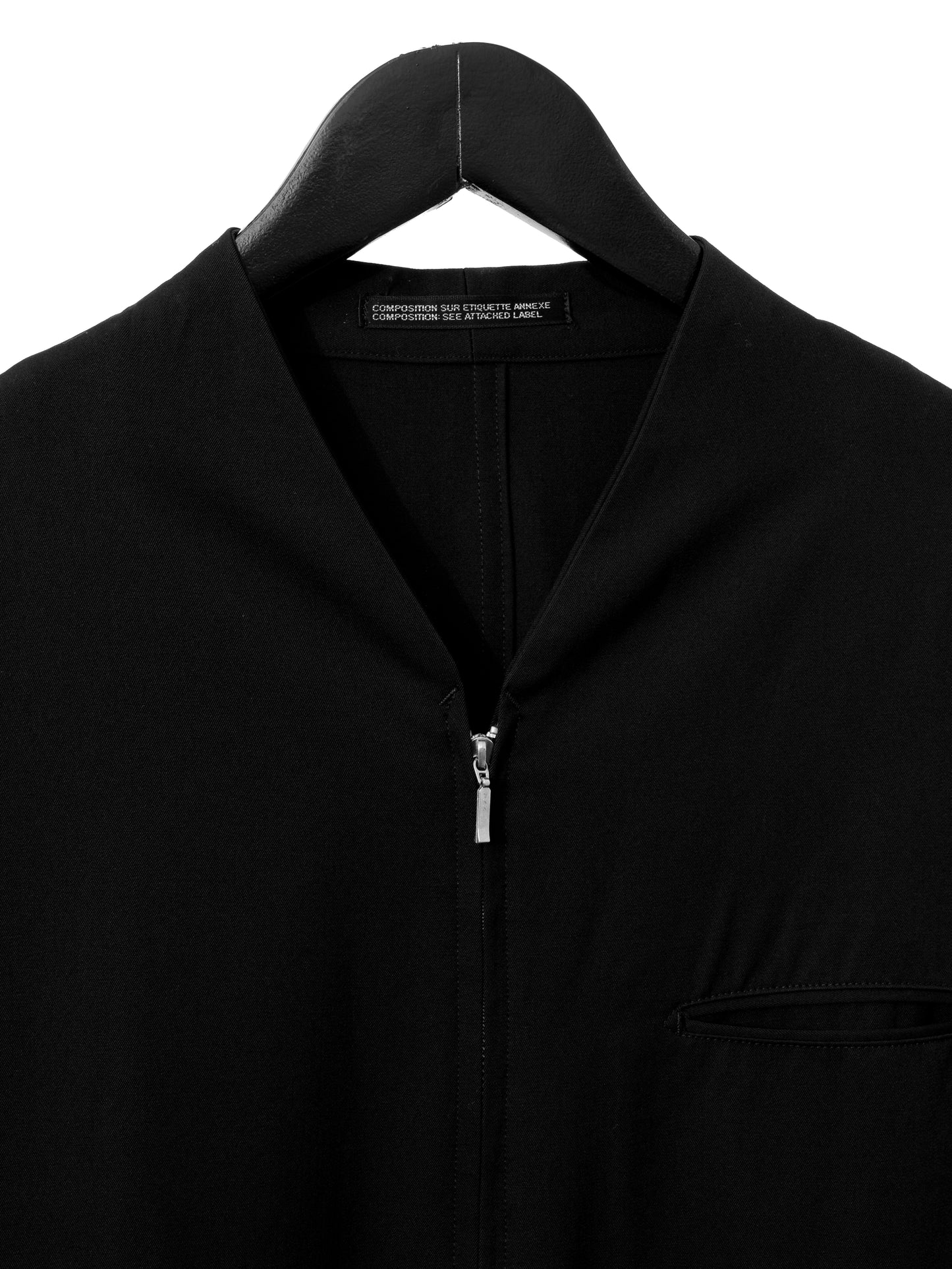 collarless zip blouson black ∙ wool ∙ small